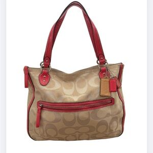 Coach Poppy Signature Metallic Outline Hallie Tote Handbag Purse – Good Used